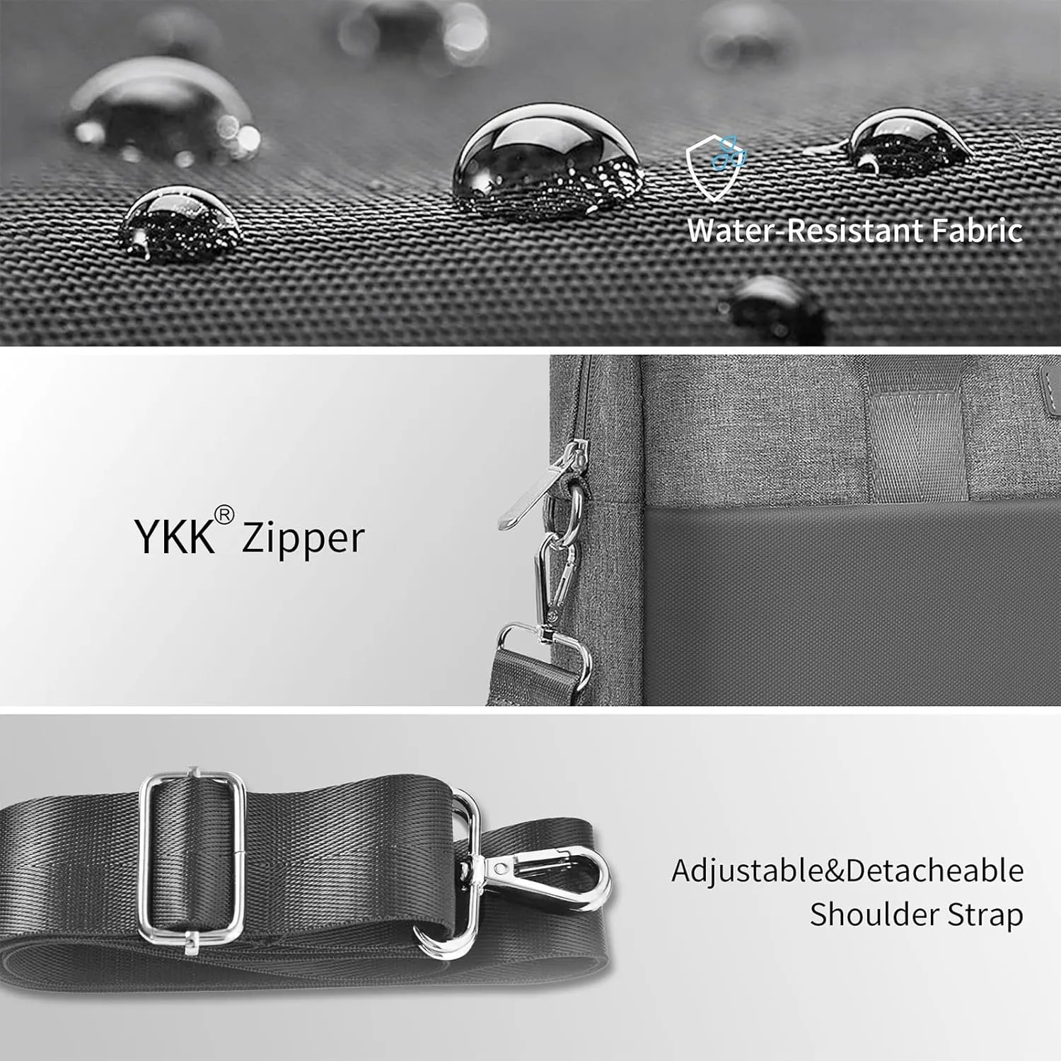 WIWU Laptop Bag 14 Inch, Messenger Bag for Men Business Travel Water-Resistant Laptop Case with Strap, Compatible with MacBook Pro/Dell XPS/HP Envy/Microsoft Surface (Grey)