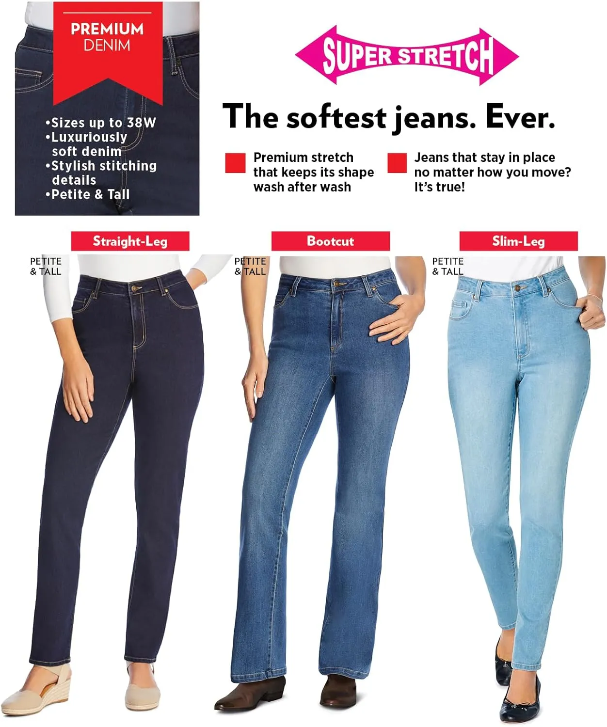 Woman Within Women's Plus Size Comfort Curve Bootcut Denim Jean