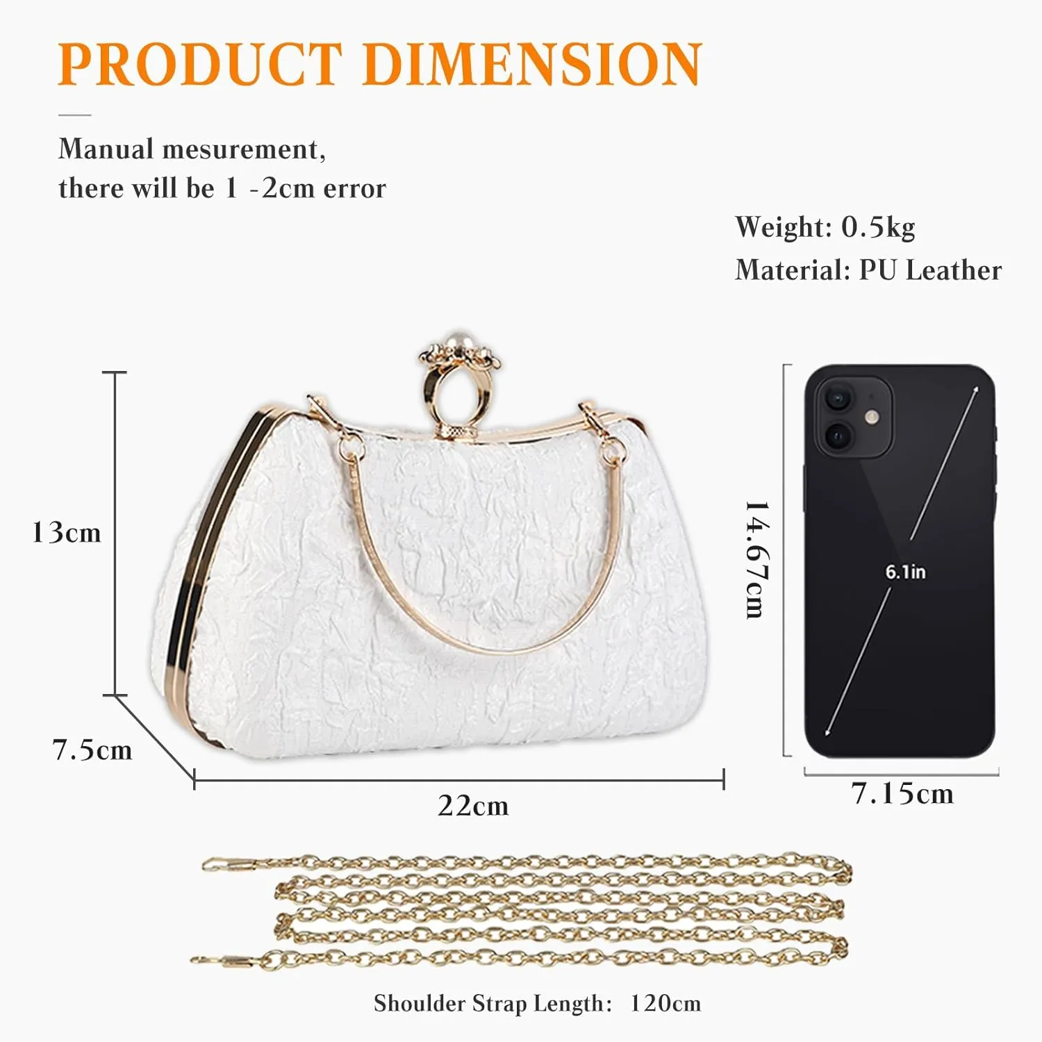 Women Evening Bag Pearl Clutch Bag Bridal Wedding Purse Beaded Handbag Shoulder Bag Elegant Crossbody Bag