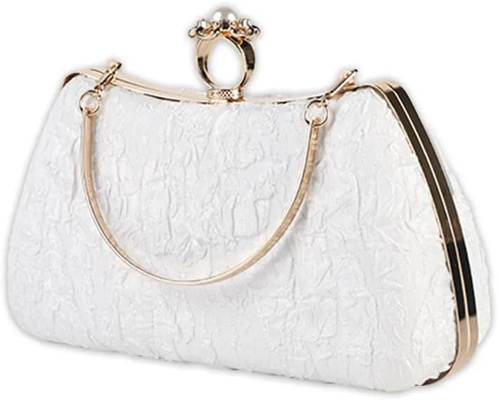 Women Evening Bag Pearl Clutch Bag Bridal Wedding Purse Beaded Handbag Shoulder Bag Elegant Crossbody Bag