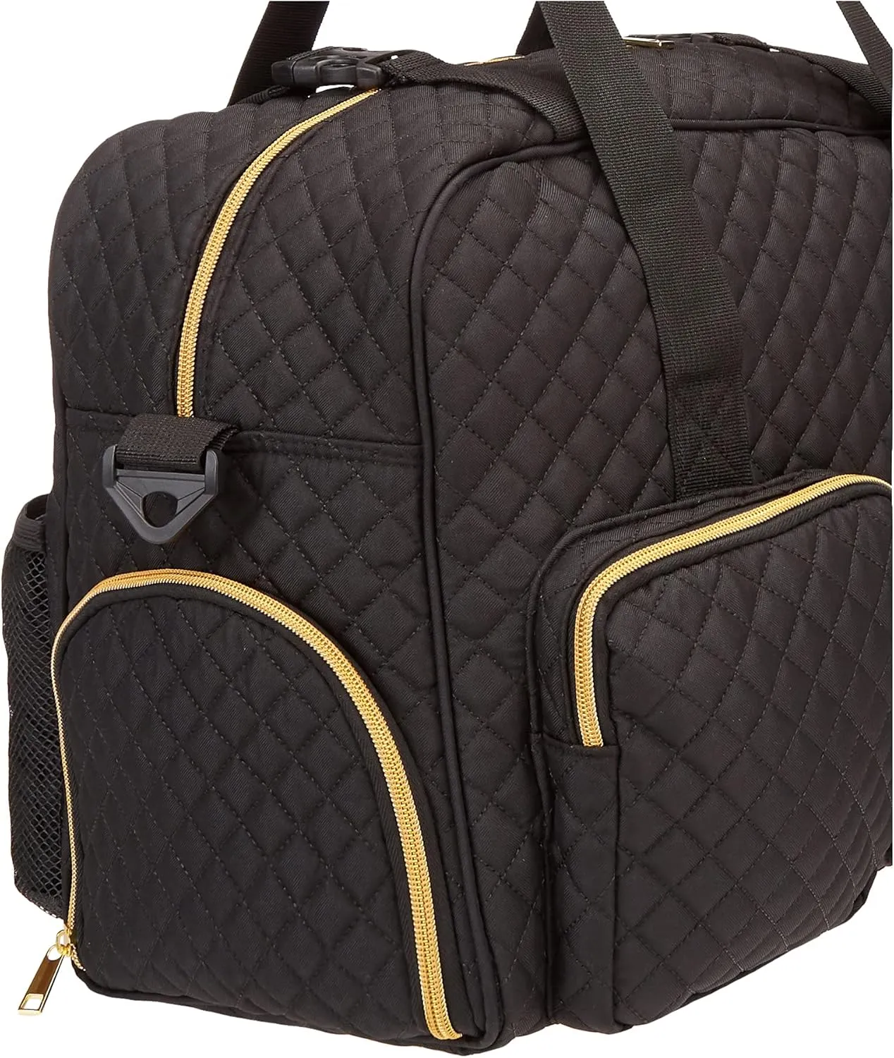 Women Exercise Fitness Gym Travel & Weekender Duffel bag Waterproof Wet Storage Yoga Mat Storage Shoe Storage Carry On Luggage (Black, Quilted Outer)