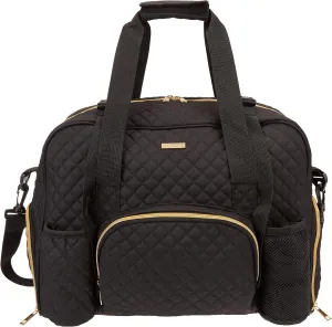 Women Exercise Fitness Gym Travel & Weekender Duffel bag Waterproof Wet Storage Yoga Mat Storage Shoe Storage Carry On Luggage (Black, Quilted Outer)