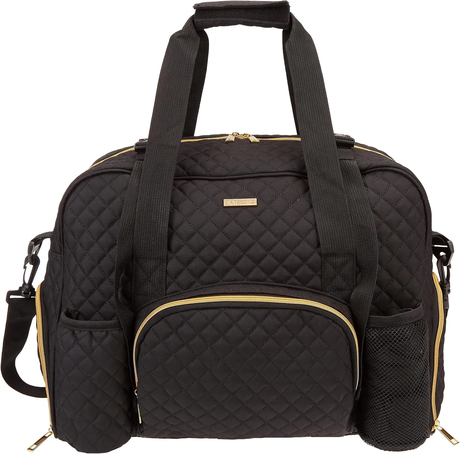 Women Exercise Fitness Gym Travel & Weekender Duffel bag Waterproof Wet Storage Yoga Mat Storage Shoe Storage Carry On Luggage (Black, Quilted Outer)