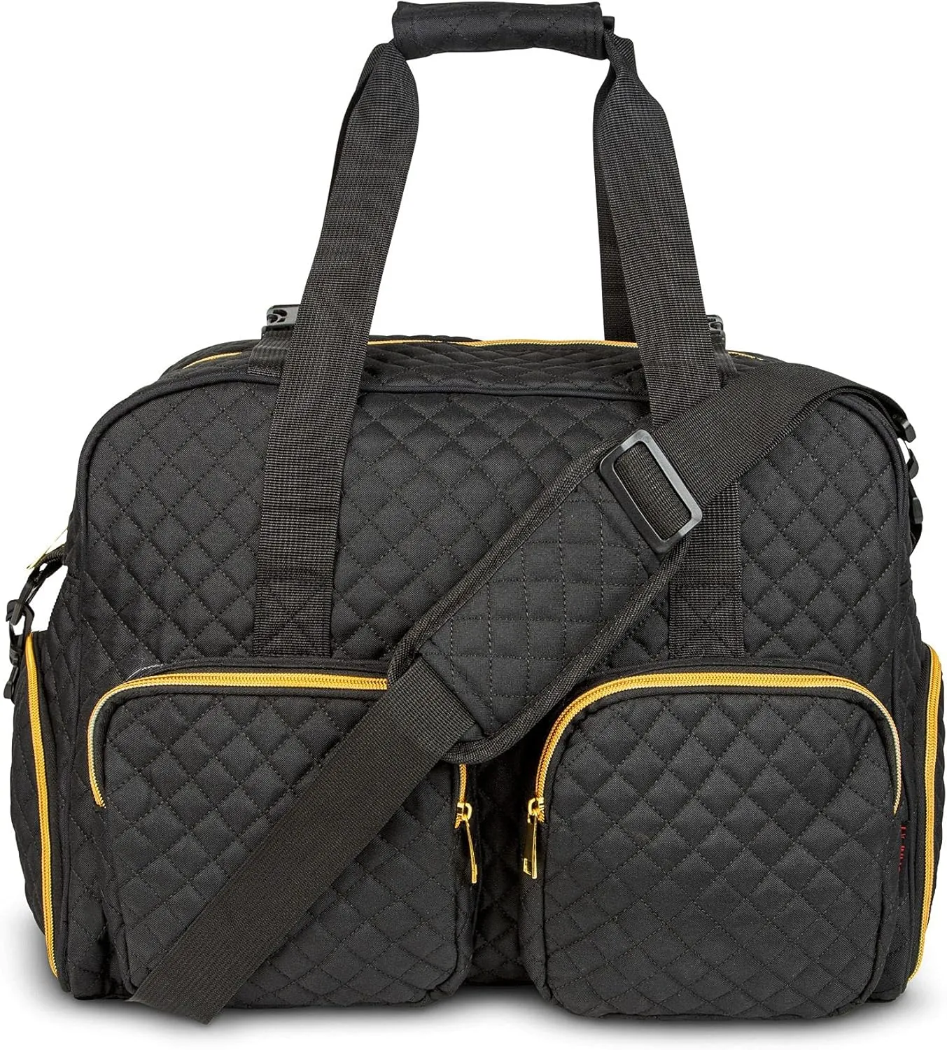 Women Exercise Fitness Gym Travel & Weekender Duffel bag Waterproof Wet Storage Yoga Mat Storage Shoe Storage Carry On Luggage (Black, Quilted Outer)