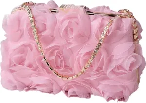 Women Floral Clutch Purses Satin Floral Appliques Evening Bags Bridal Wedding Party Prom Handbags