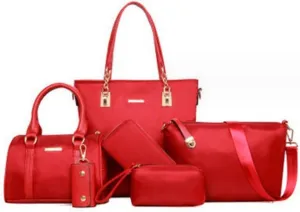 Women Handbag and Purse 6Pcs Tote Satchel Top Handle Crossbody Shoulder Bag Clutch Wallet Key Case