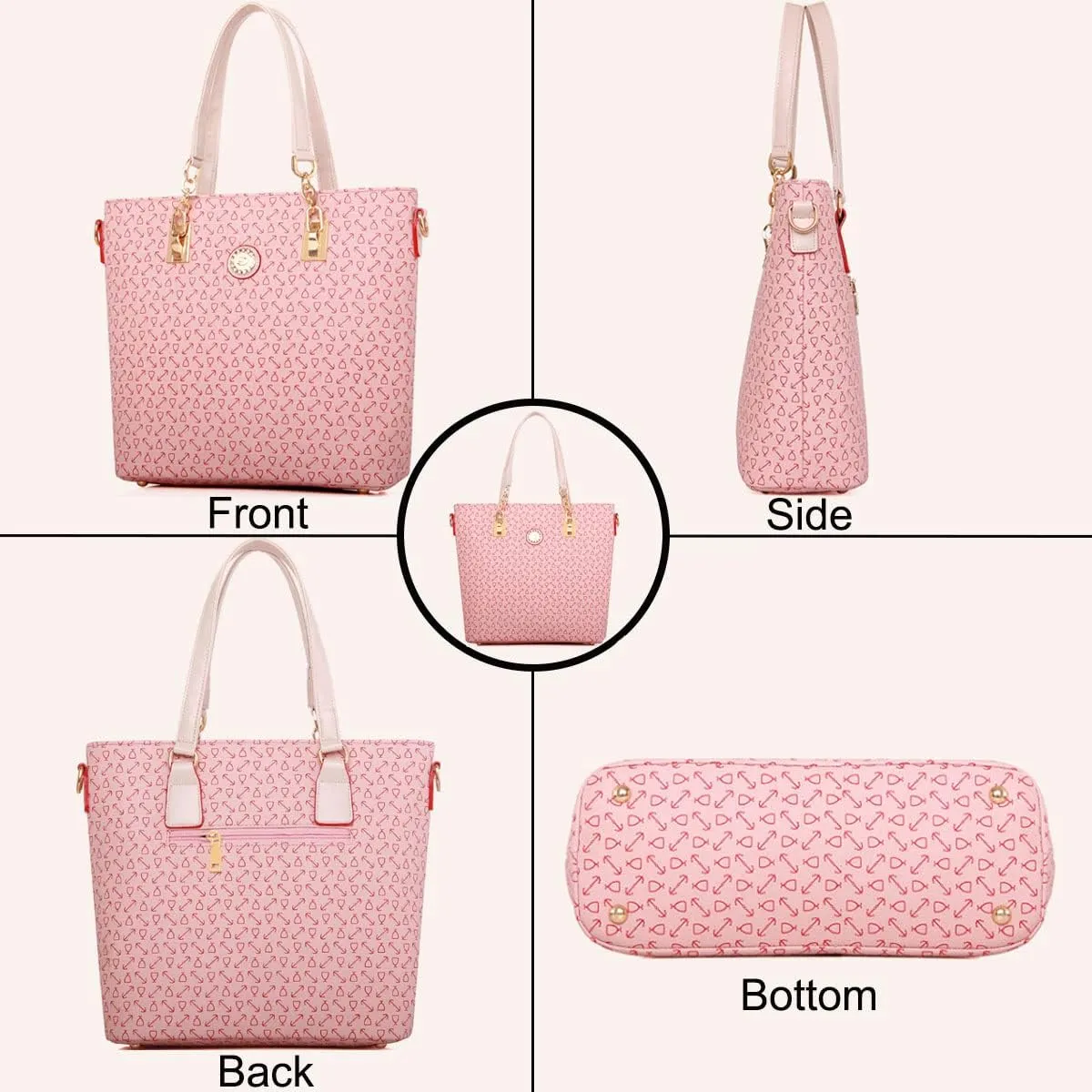 Women Handbag Set 6 Pcs PU Leather Tote Purse Multi-purpose Classic Shoulder Bag Top Handle Bag Satchel