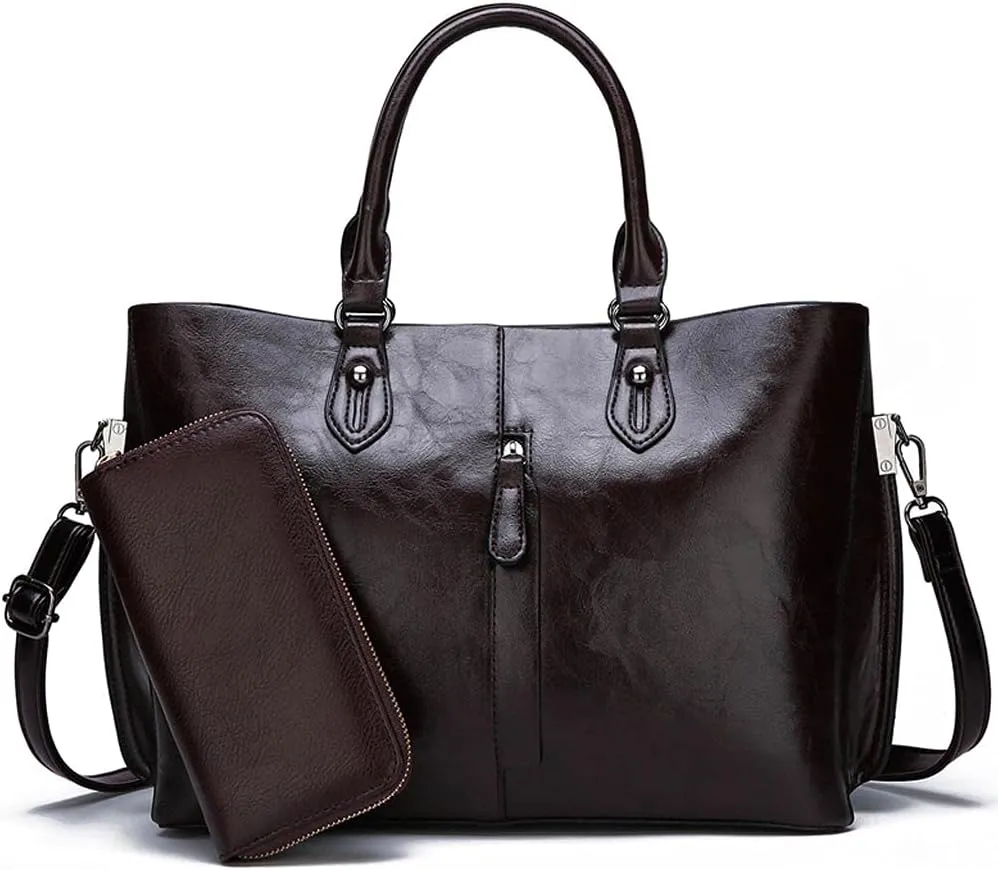 Women Handbags Top Handle Satchel Shoulder Bags Tote Bag Purses for Ladies 2 Pcs Set