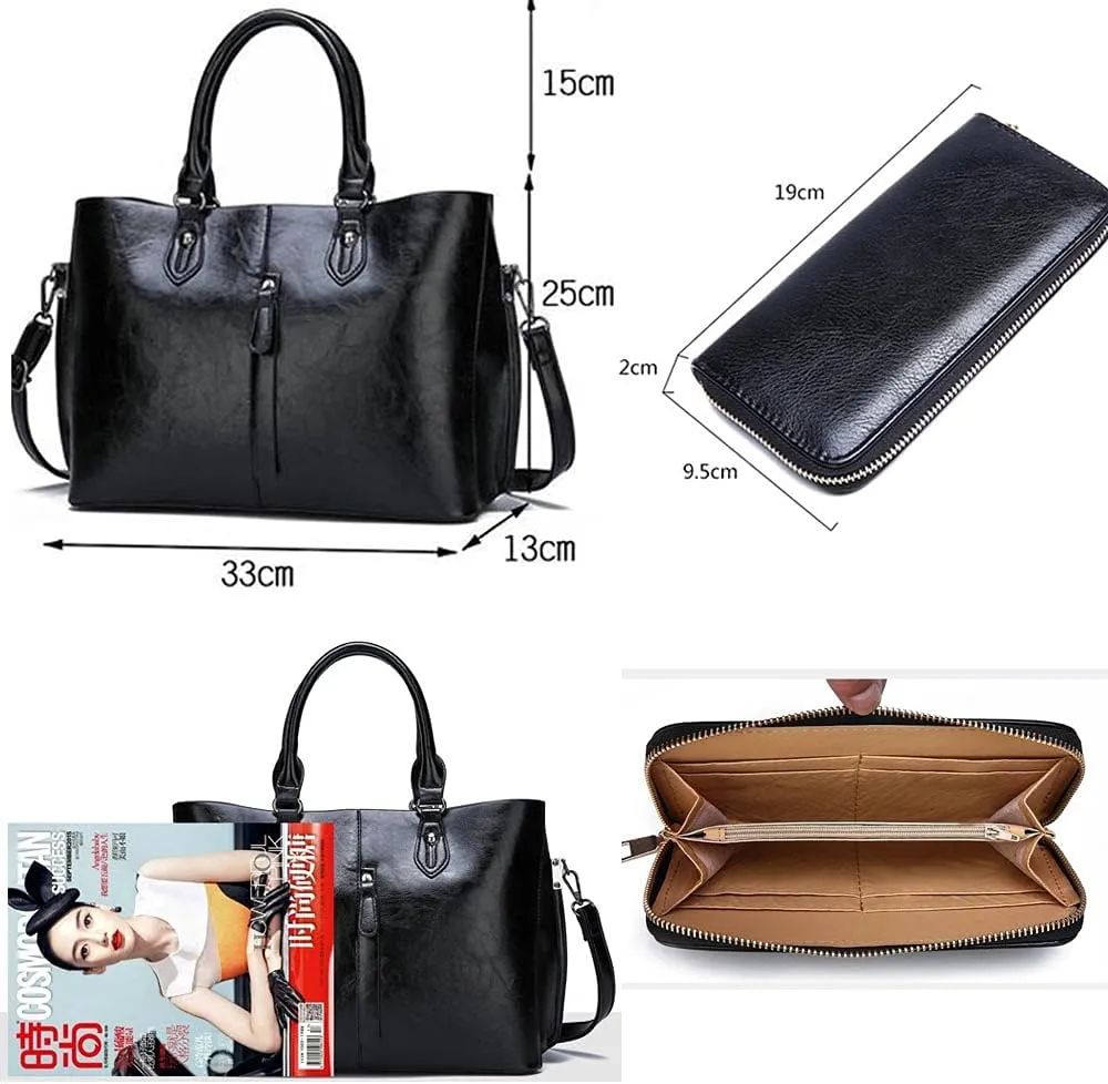 Women Handbags Top Handle Satchel Shoulder Bags Tote Bag Purses for Ladies 2 Pcs Set