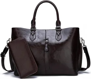 Women Handbags Top Handle Satchel Shoulder Bags Tote Bag Purses for Ladies 2 Pcs Set