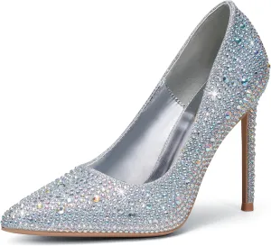 Women High Heels 4 inch Stiletto Pumps Sexy Pointed Toe Patent Leather Slip On High Heel Dress Evening Party Pump Shoes