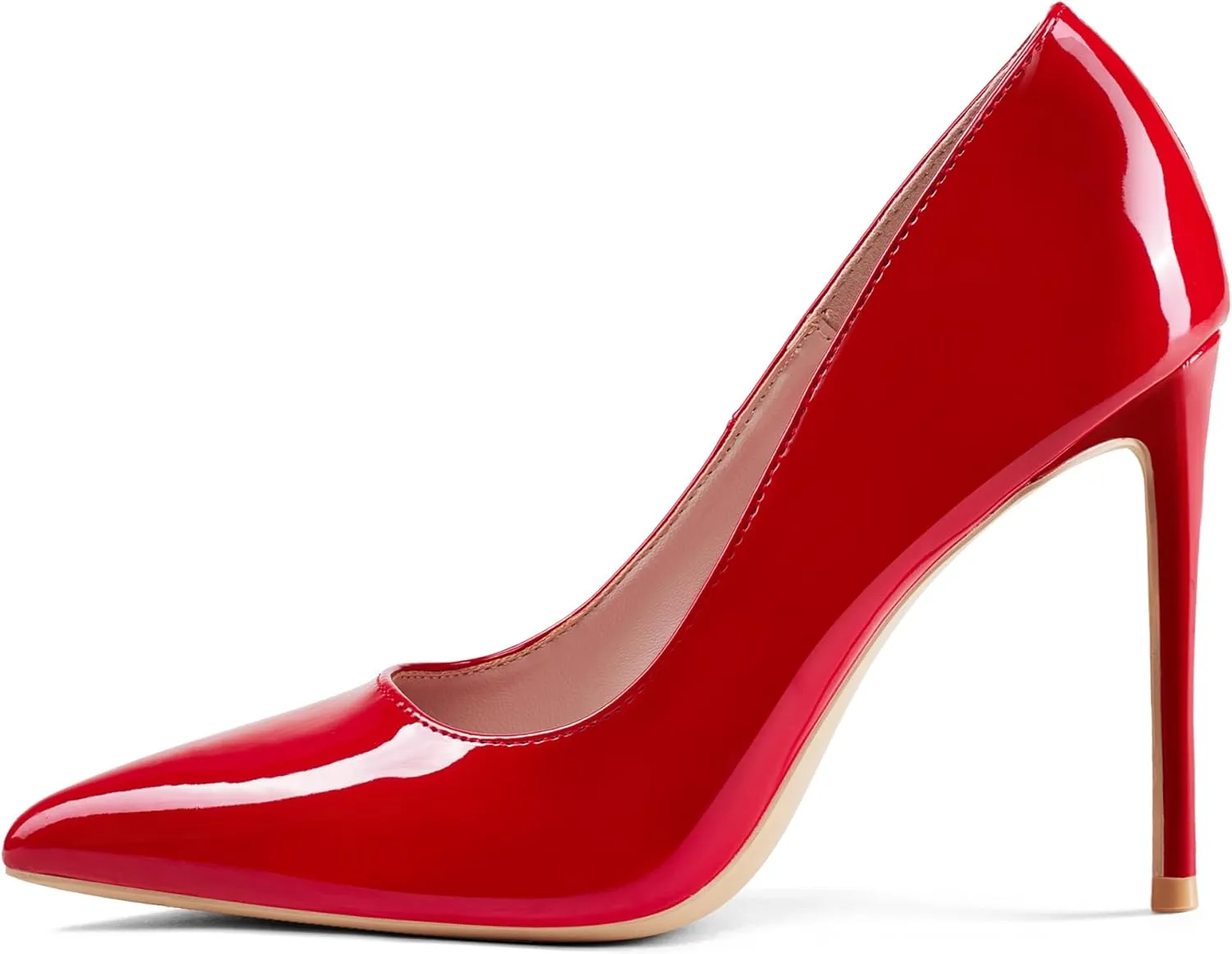 Women High Heels 4 inch Stiletto Pumps Sexy Pointed Toe Patent Leather Slip On High Heel Dress Evening Party Pump Shoes