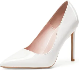 Women High Heels 4 inch Stiletto Pumps Sexy Pointed Toe Patent Leather Slip On High Heel Dress Evening Party Pump Shoes