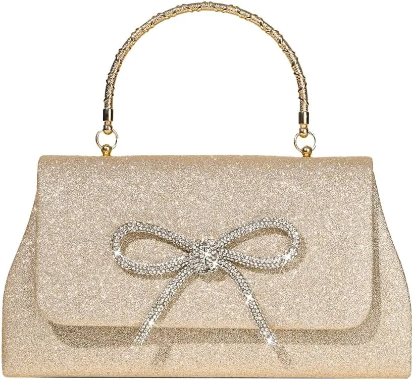 Women Sparkling Bowknot Handbag Diamonds Evening Clutch Purses Formal Wedding Party Cocktail Prom Envelope Bag