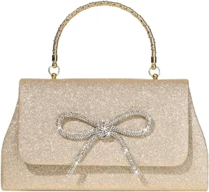 Women Sparkling Bowknot Handbag Diamonds Evening Clutch Purses Formal Wedding Party Cocktail Prom Envelope Bag