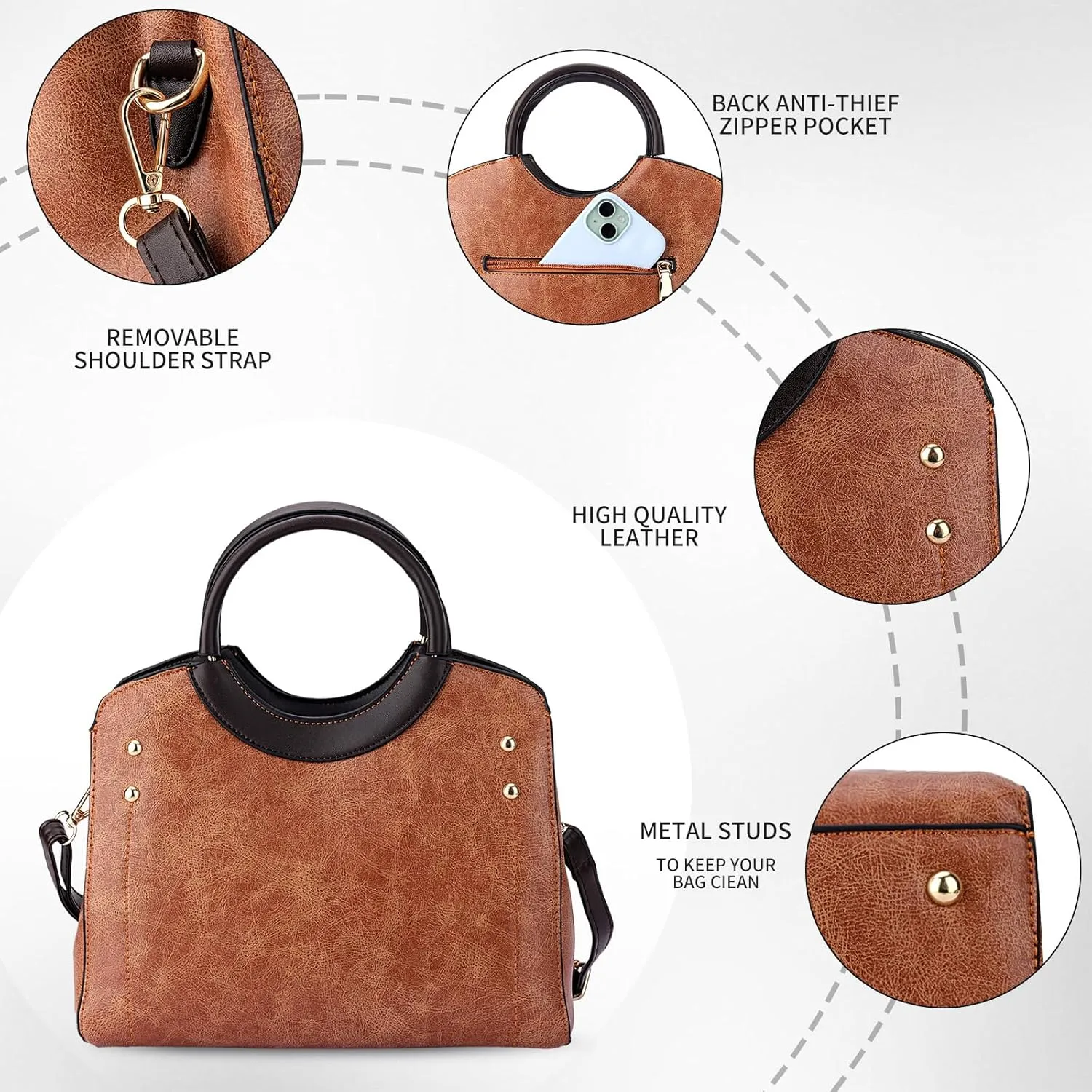 Women Tote Bag Fashion Top Handbag Shoulder Bags Leather Satchel Purses with Wallet