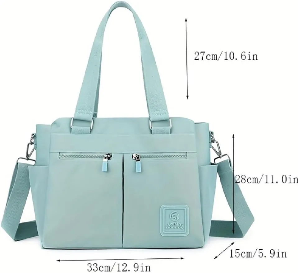 Women Tote Bag Water Resistant Nylon Handbags Multi Compartment Large Shoulder Crossbody Bag