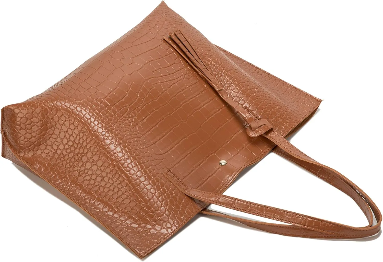Women Tote Bags Top Handle Satchel Handbags PU Faux Leather Tote Bag with Tassel Shoulder Purse