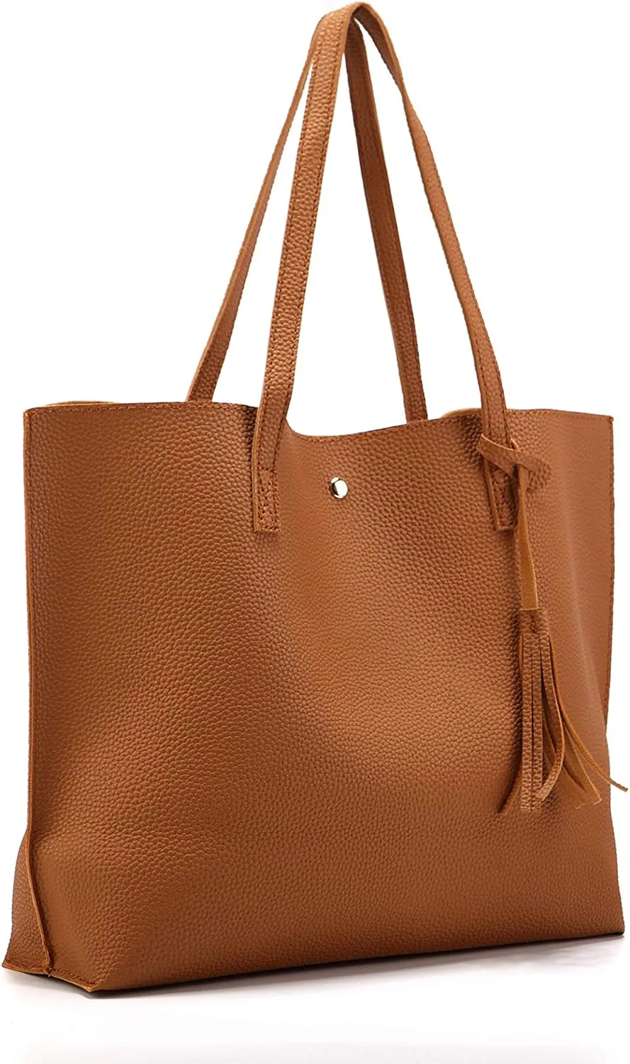 Women Tote Bags Top Handle Satchel Handbags PU Faux Leather Tote Bag with Tassel Shoulder Purse