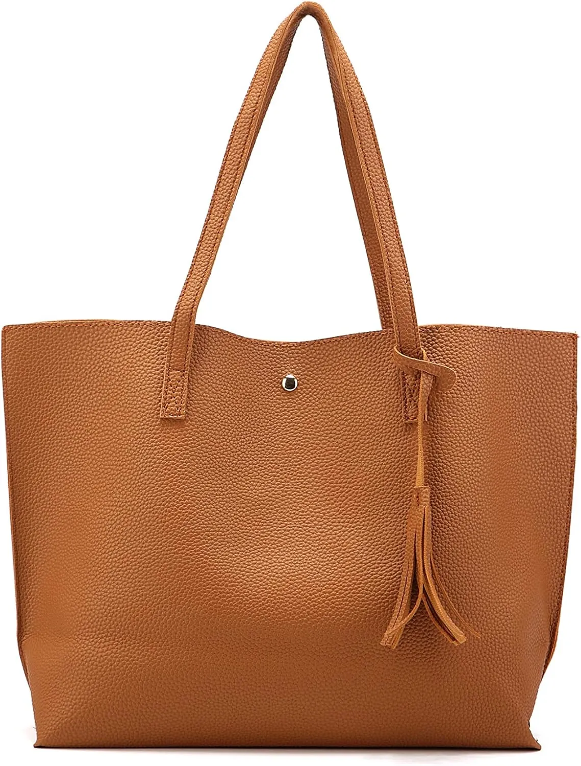 Women Tote Bags Top Handle Satchel Handbags PU Faux Leather Tote Bag with Tassel Shoulder Purse