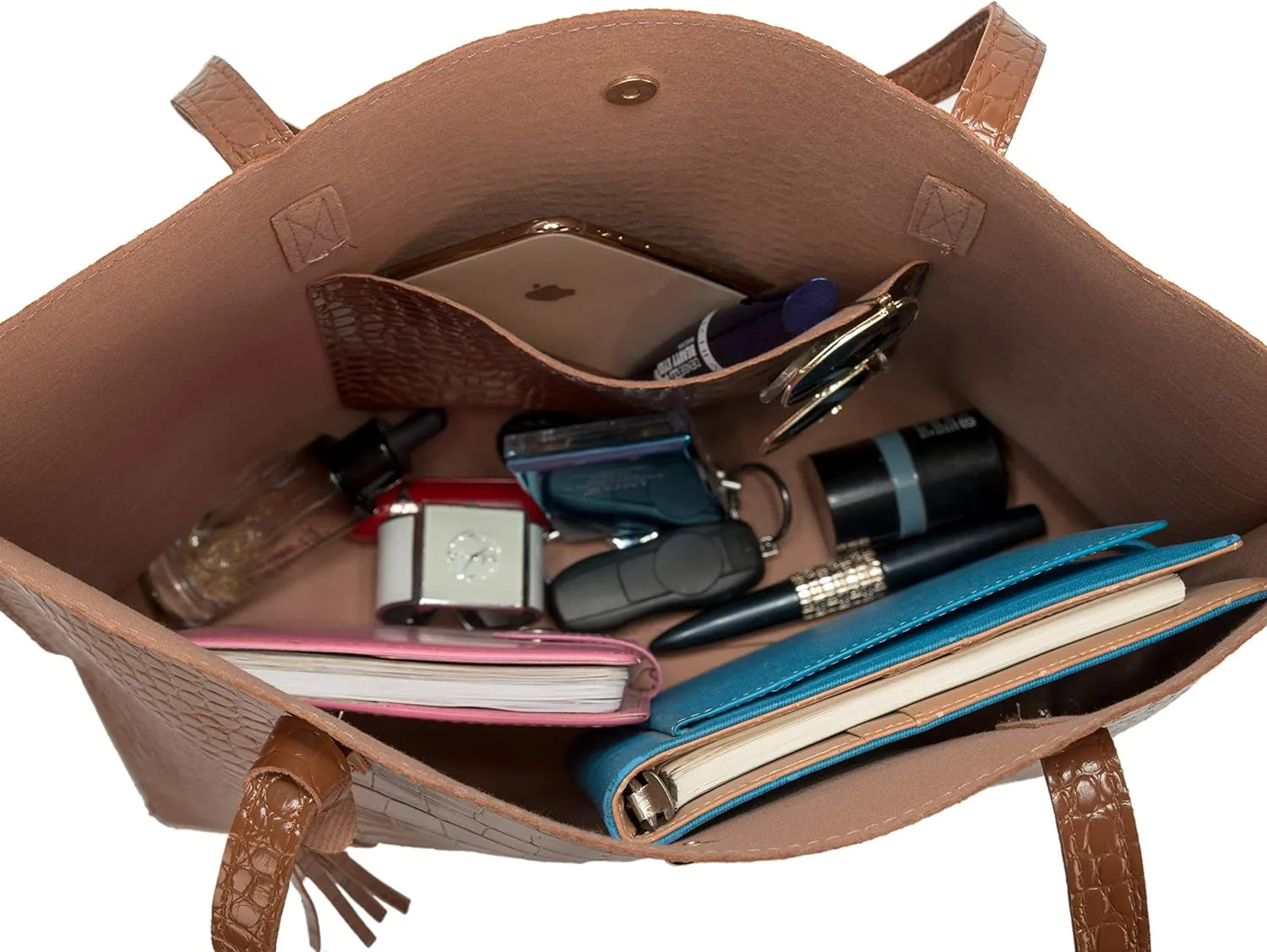 Women Tote Bags Top Handle Satchel Handbags PU Faux Leather Tote Bag with Tassel Shoulder Purse
