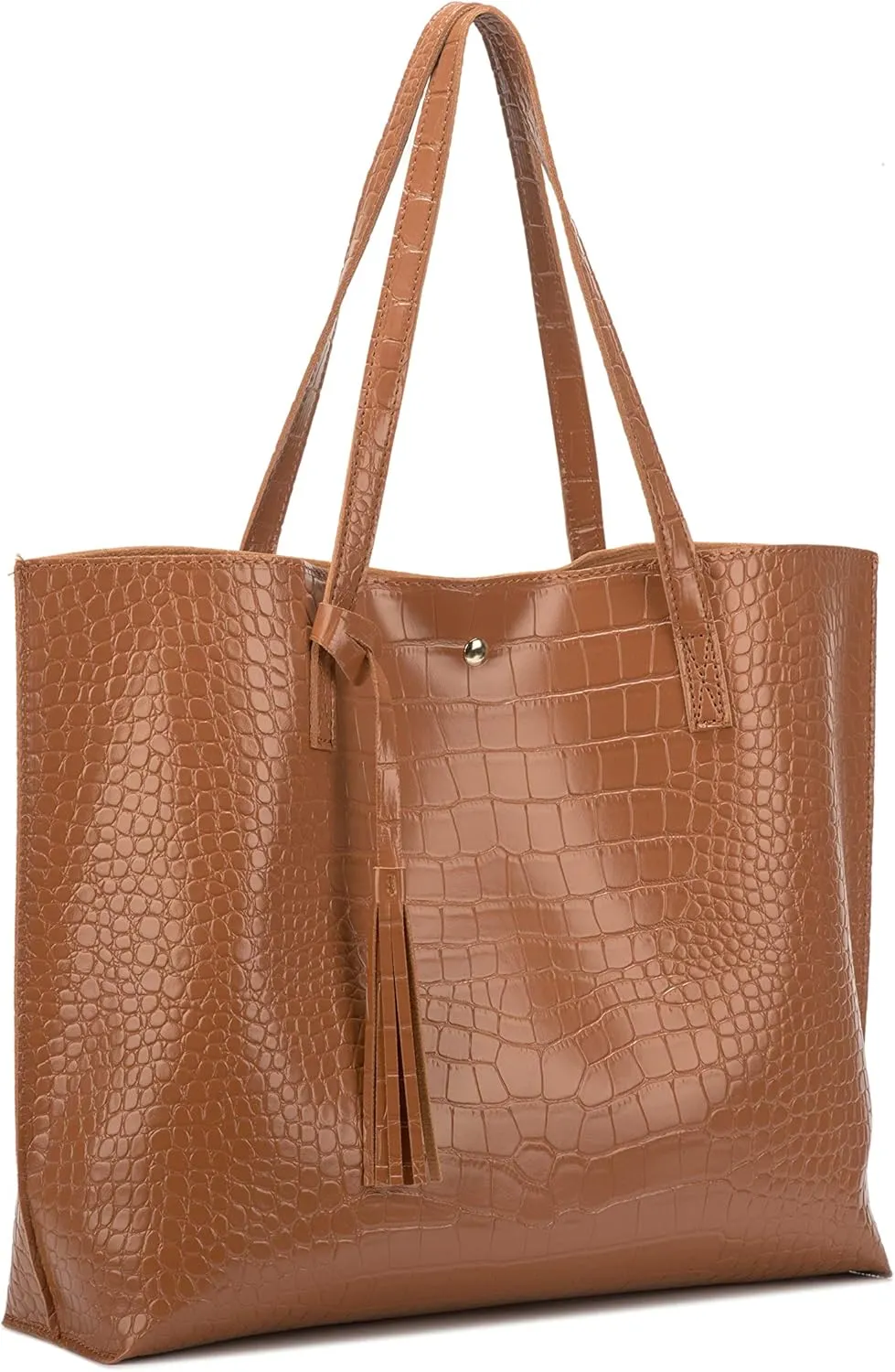 Women Tote Bags Top Handle Satchel Handbags PU Faux Leather Tote Bag with Tassel Shoulder Purse