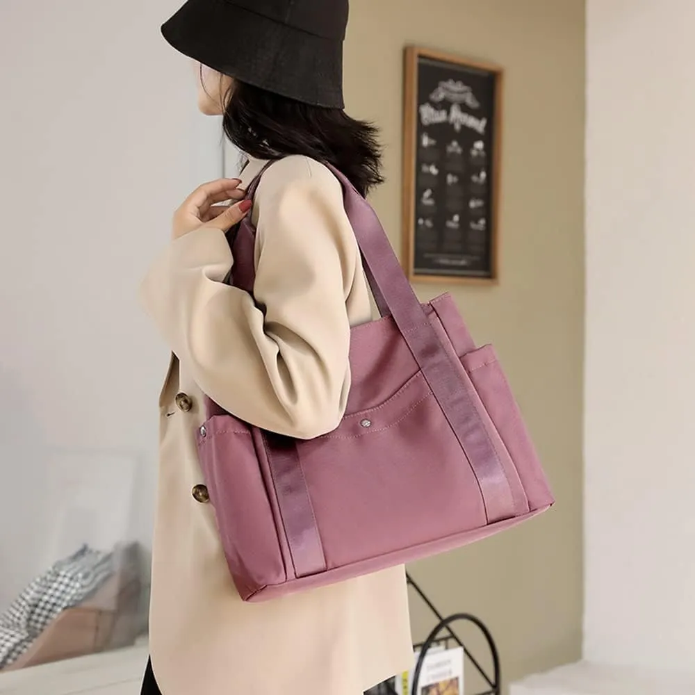 Women Tote Shoulder Handbag Water resistant Nylon Hobo Purse Multi Pocket Top Handle Shopper Shoulder Bag