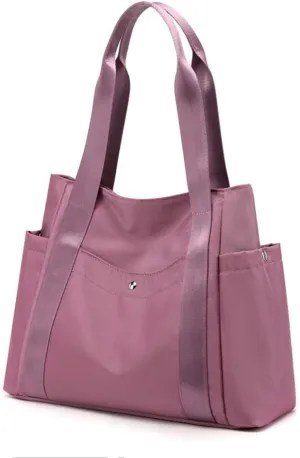 Women Tote Shoulder Handbag Water resistant Nylon Hobo Purse Multi Pocket Top Handle Shopper Shoulder Bag