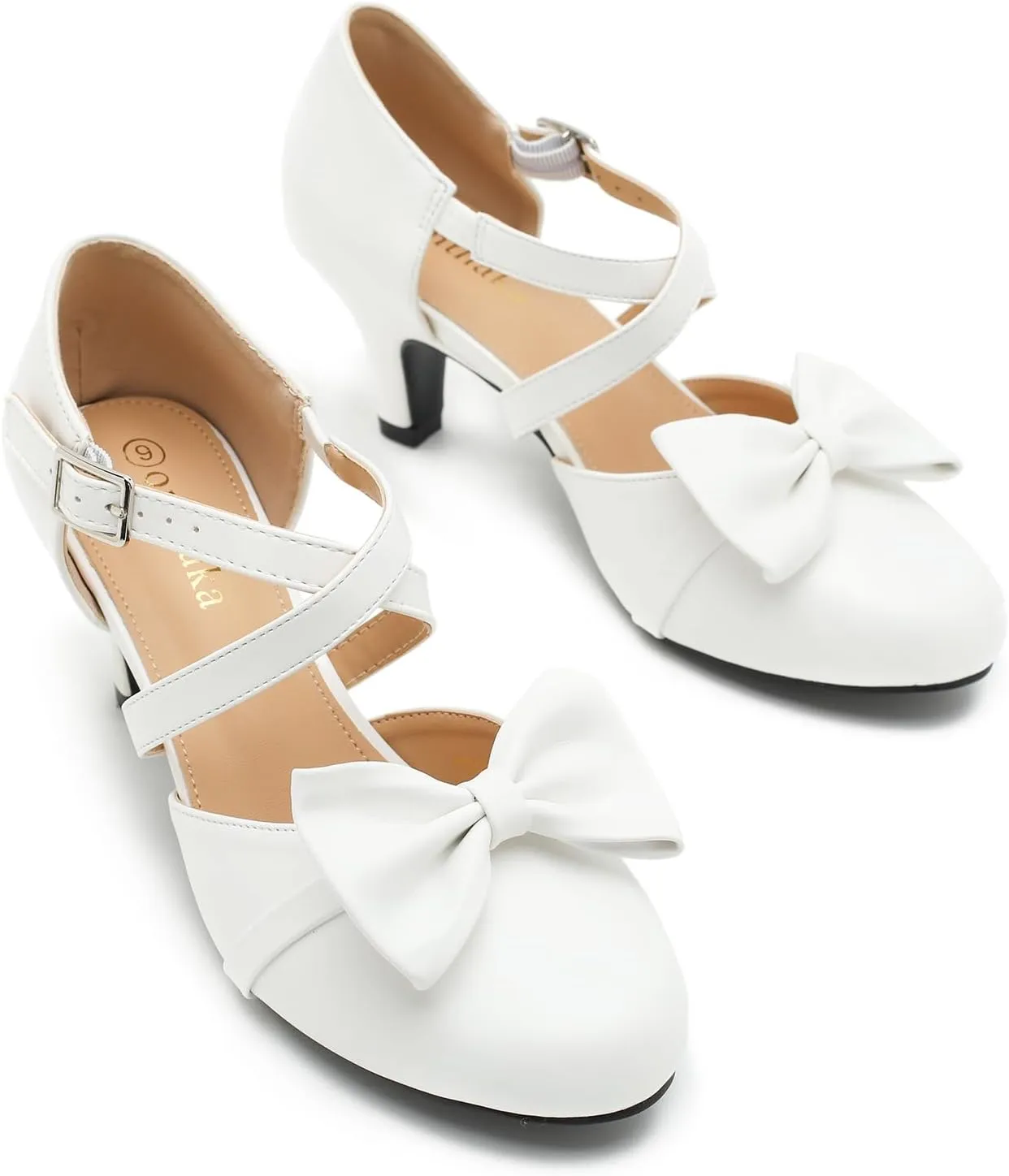 Womens Bow Mary Janes Low Kitten Heels Closed Toe Cross Ankle Strap Dress Shoes Comfortable Vintage Wedding Pumps Dress Shoes