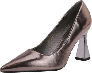 Women’s Bow Pumps Elegant Pointed Toe Dress Heels with Sculpted Flared Heel, Perfect for Weddings, Evening Events & Formal Occasions