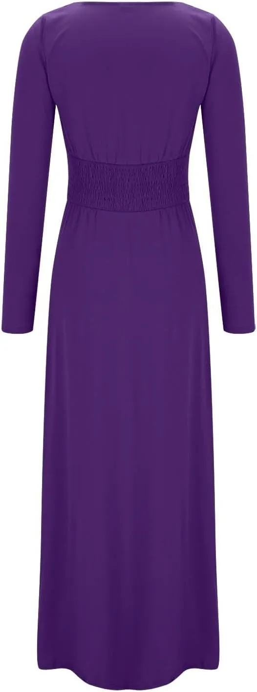 Women's Cocktail Gowns Dresses Fall V-Neck Pleated Elegant Casual Dress Sexy Side Split Club Night Prom Party Dresses