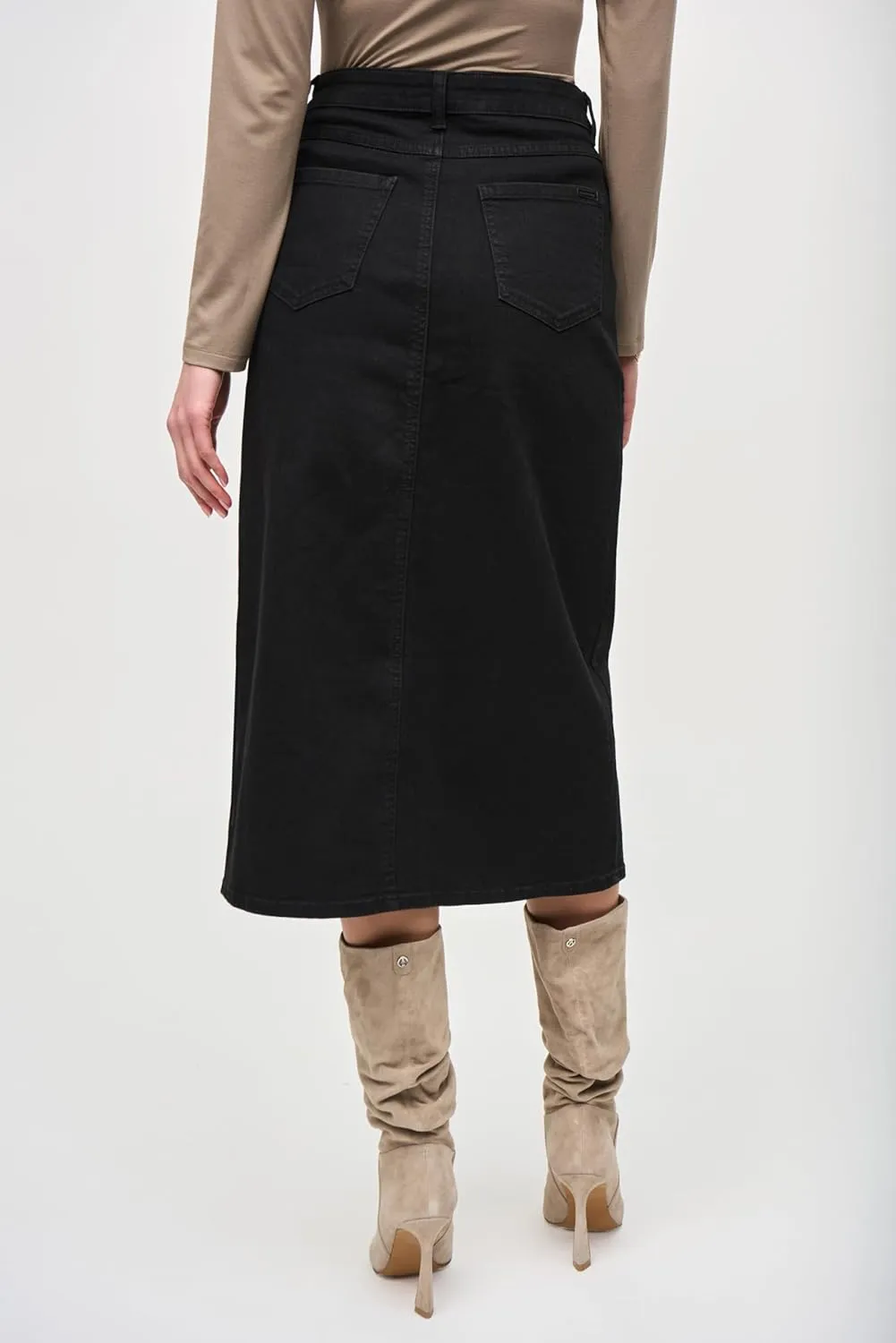 Women's Denim Front Slit Midi Skirt
