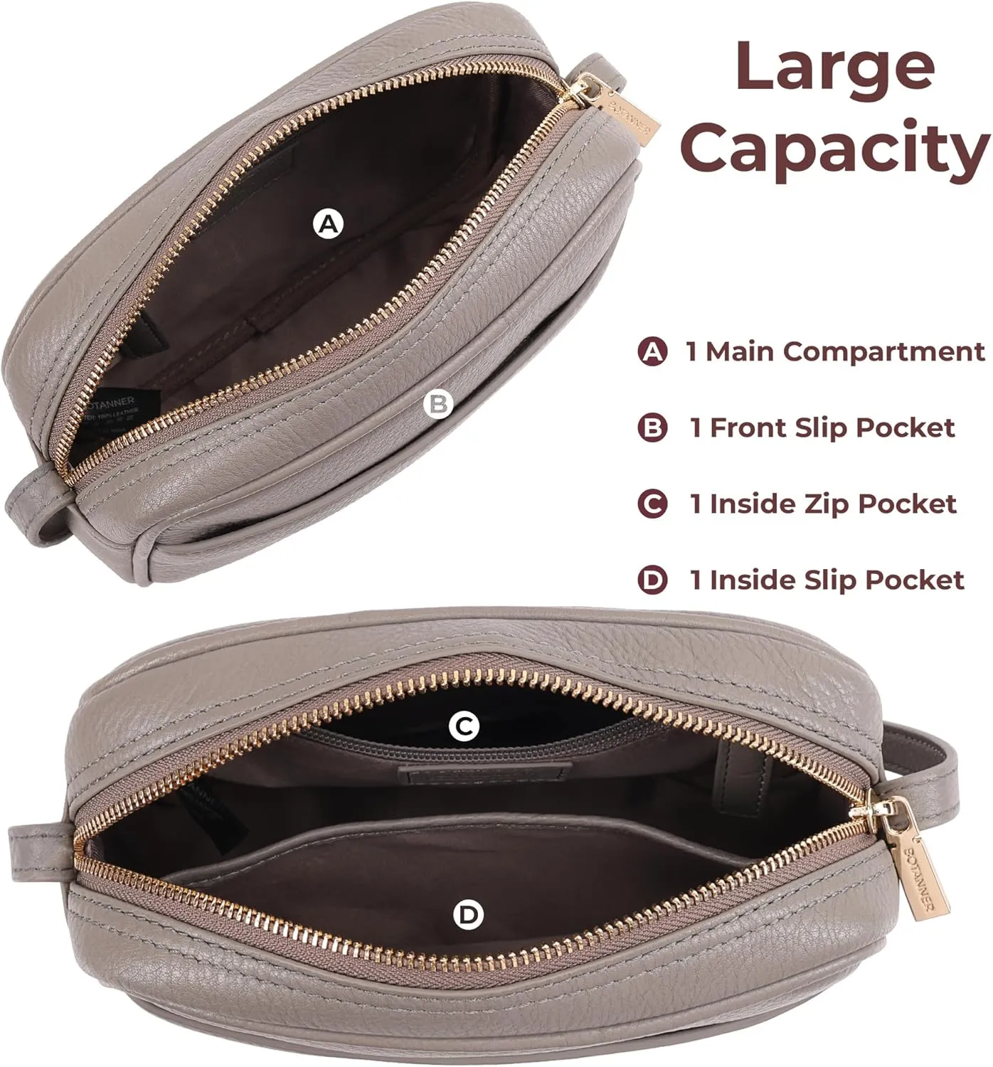 Women's Elegant Genuine Leather Crossbody Bag - Versatile Design, Adjustable Strap, Top Zip Closer, Light & Chic