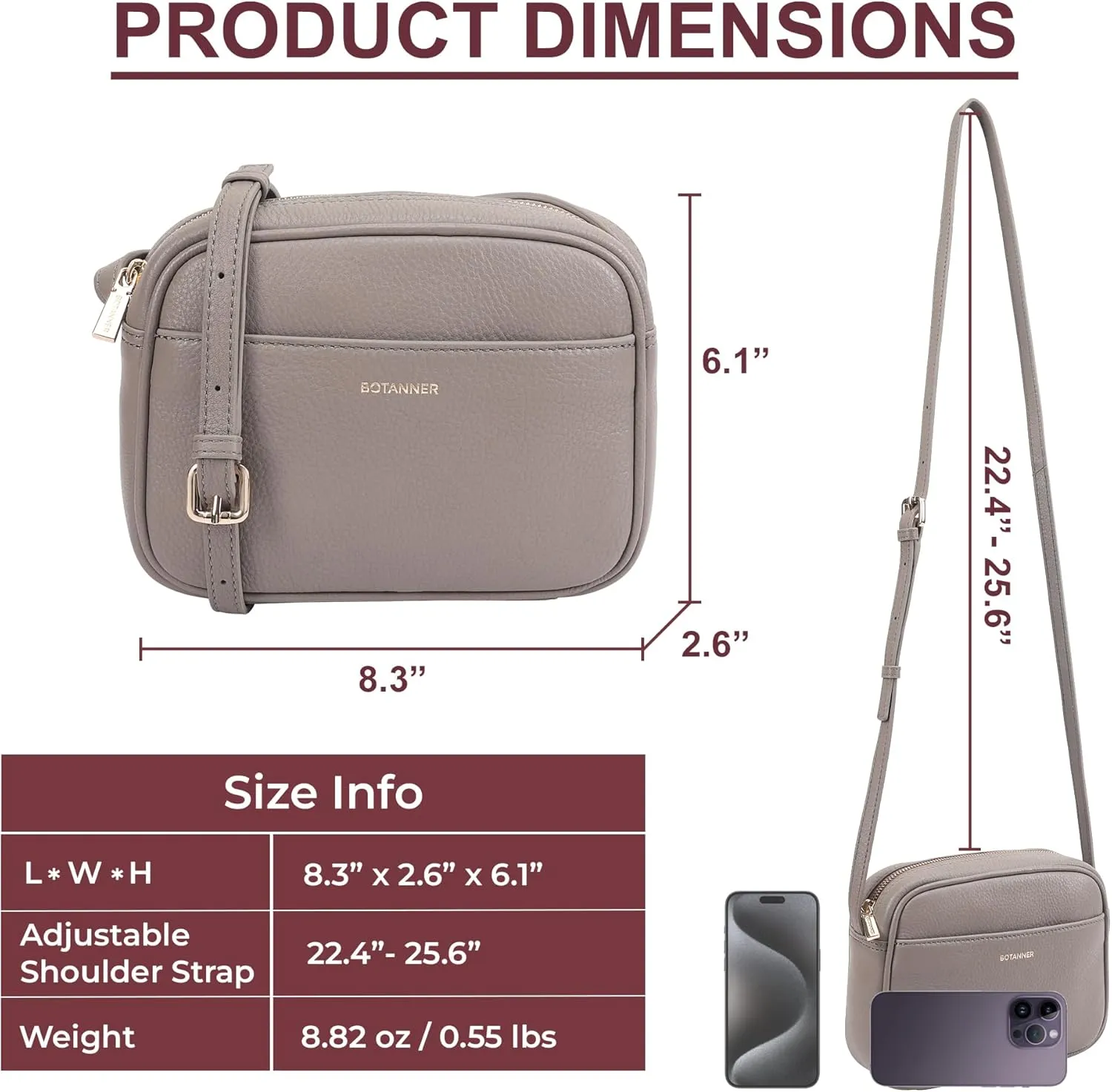 Women's Elegant Genuine Leather Crossbody Bag - Versatile Design, Adjustable Strap, Top Zip Closer, Light & Chic