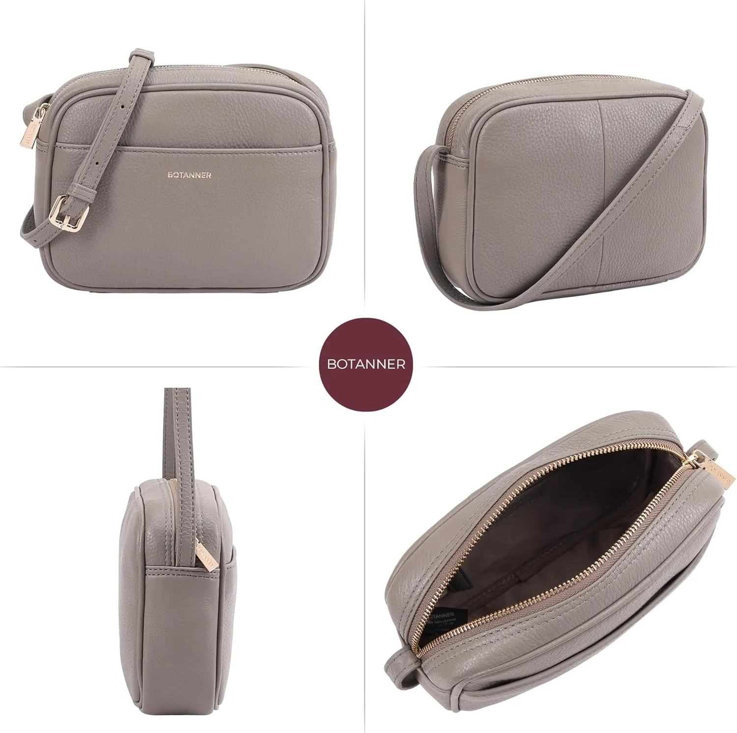 Women's Elegant Genuine Leather Crossbody Bag - Versatile Design, Adjustable Strap, Top Zip Closer, Light & Chic