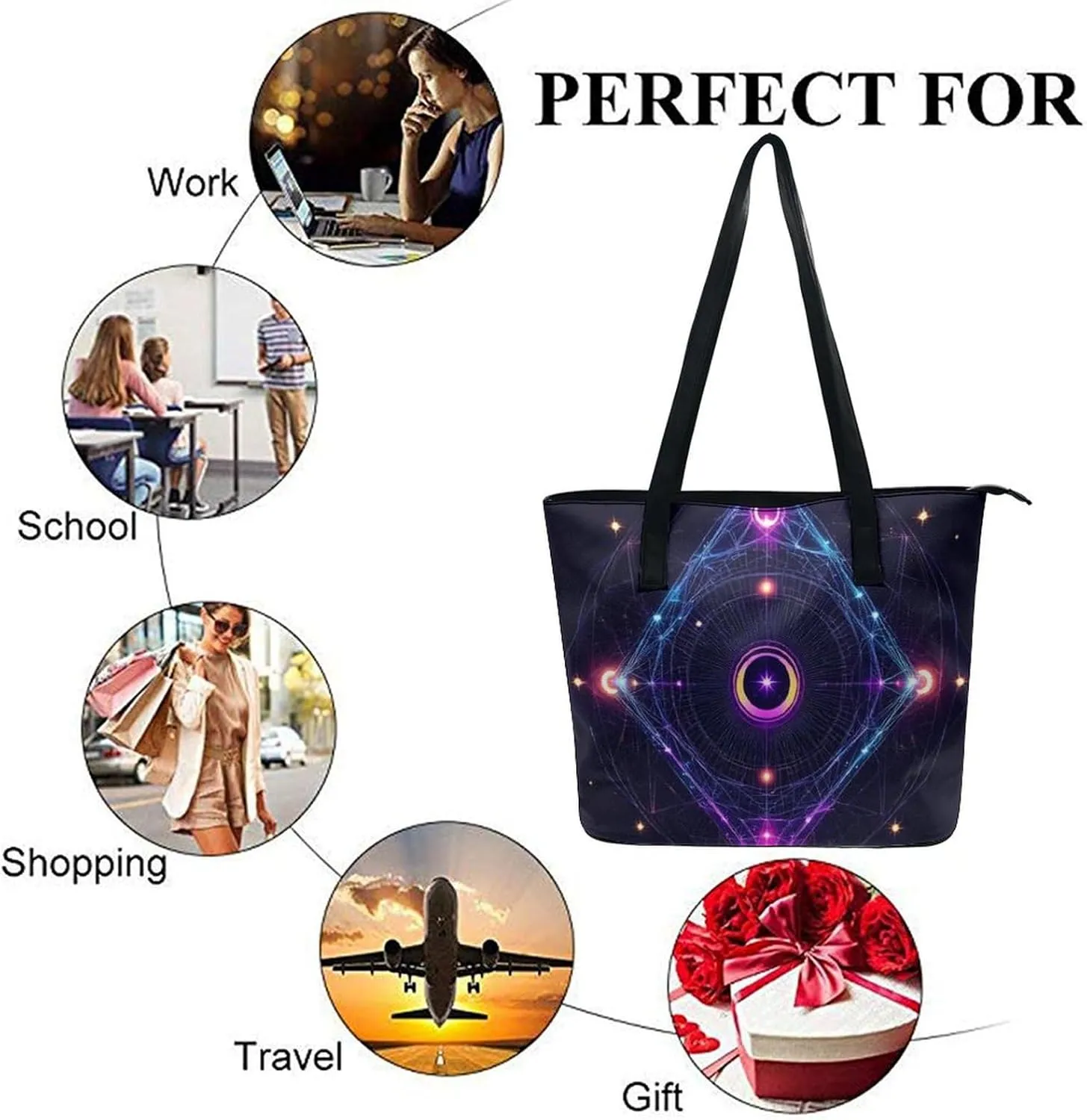 Women's Elegant Leather Handbag Unisex Leather Tote Bag Lightweight Handbag