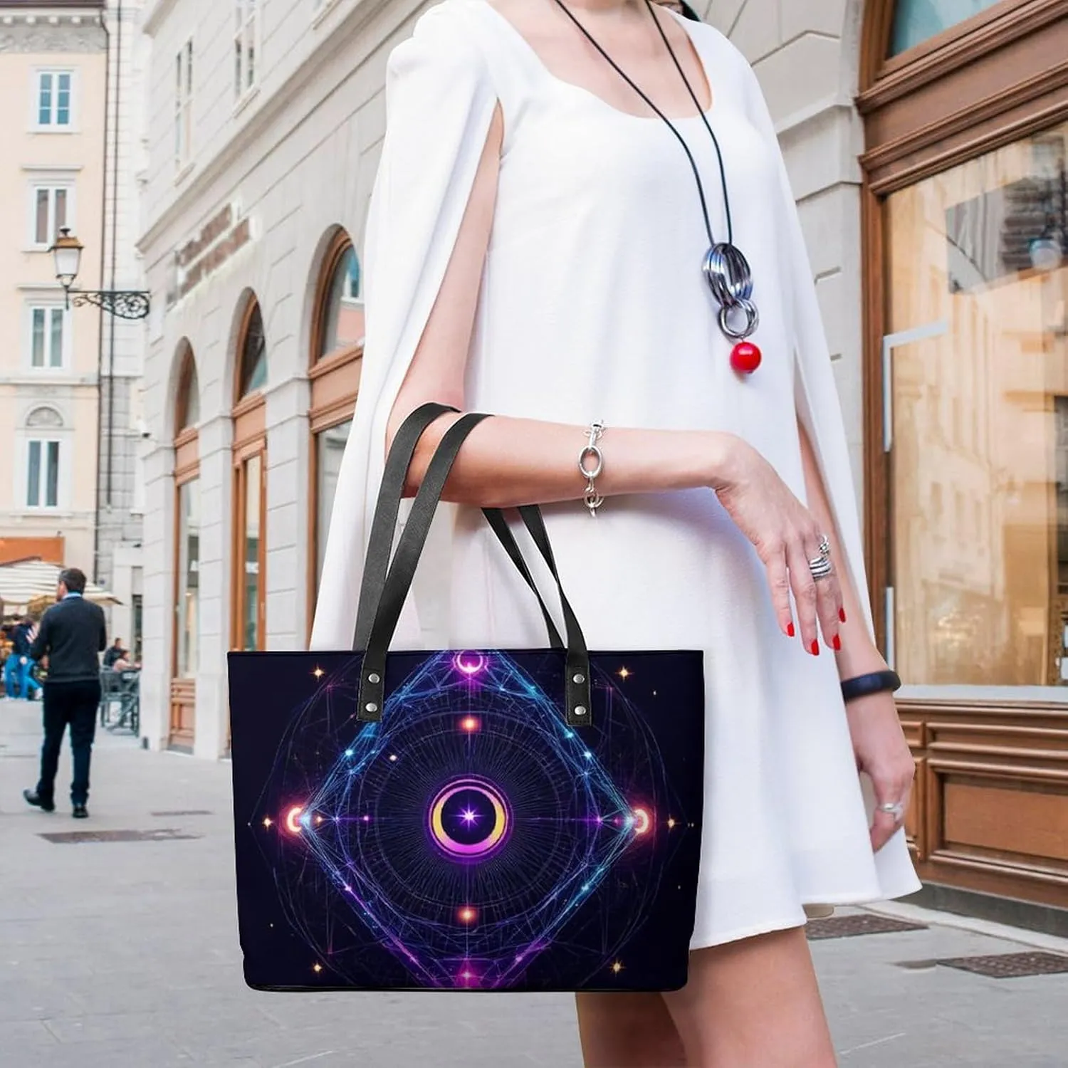 Women's Elegant Leather Handbag Unisex Leather Tote Bag Lightweight Handbag