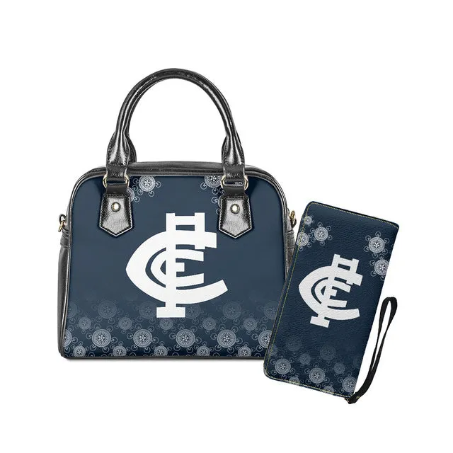 Womens Luxury AFL 2 pc Handbag Tote & Zipper Purse Sets