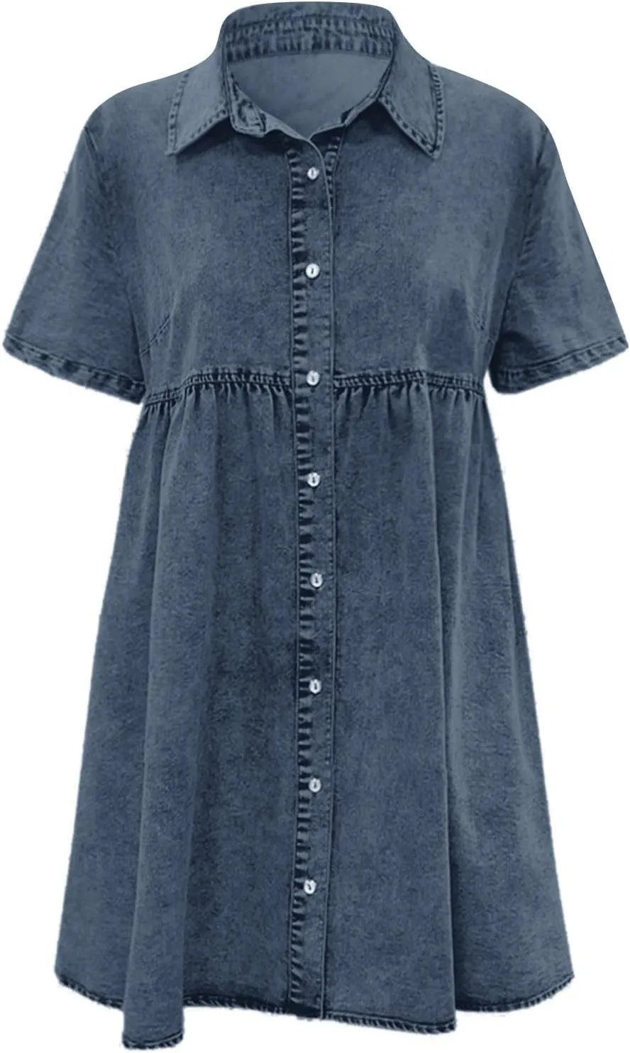 Womens Plus Size Denim Jean Dress Romper Outfit Knee Length Summer Casual for Women 2025 with Sleeves T Shirt Dresses