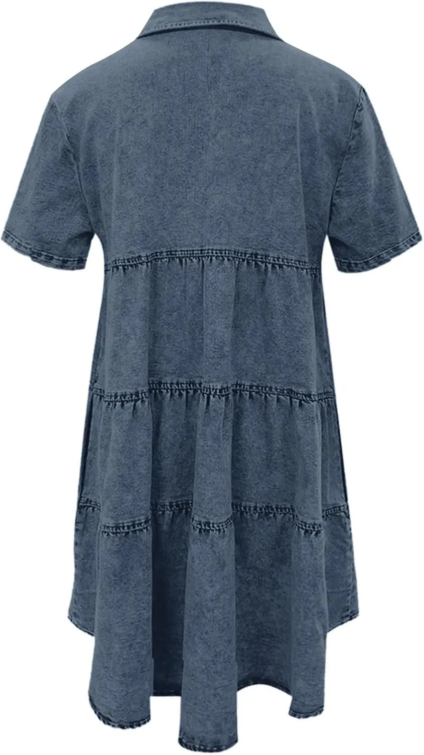 Womens Plus Size Denim Jean Dress Romper Outfit Knee Length Summer Casual for Women 2025 with Sleeves T Shirt Dresses