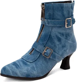 Women's Pointed Toe Kitten Low Heels Ankle Booties Buckle Zipper Winter Elegant Dressy Short Boots