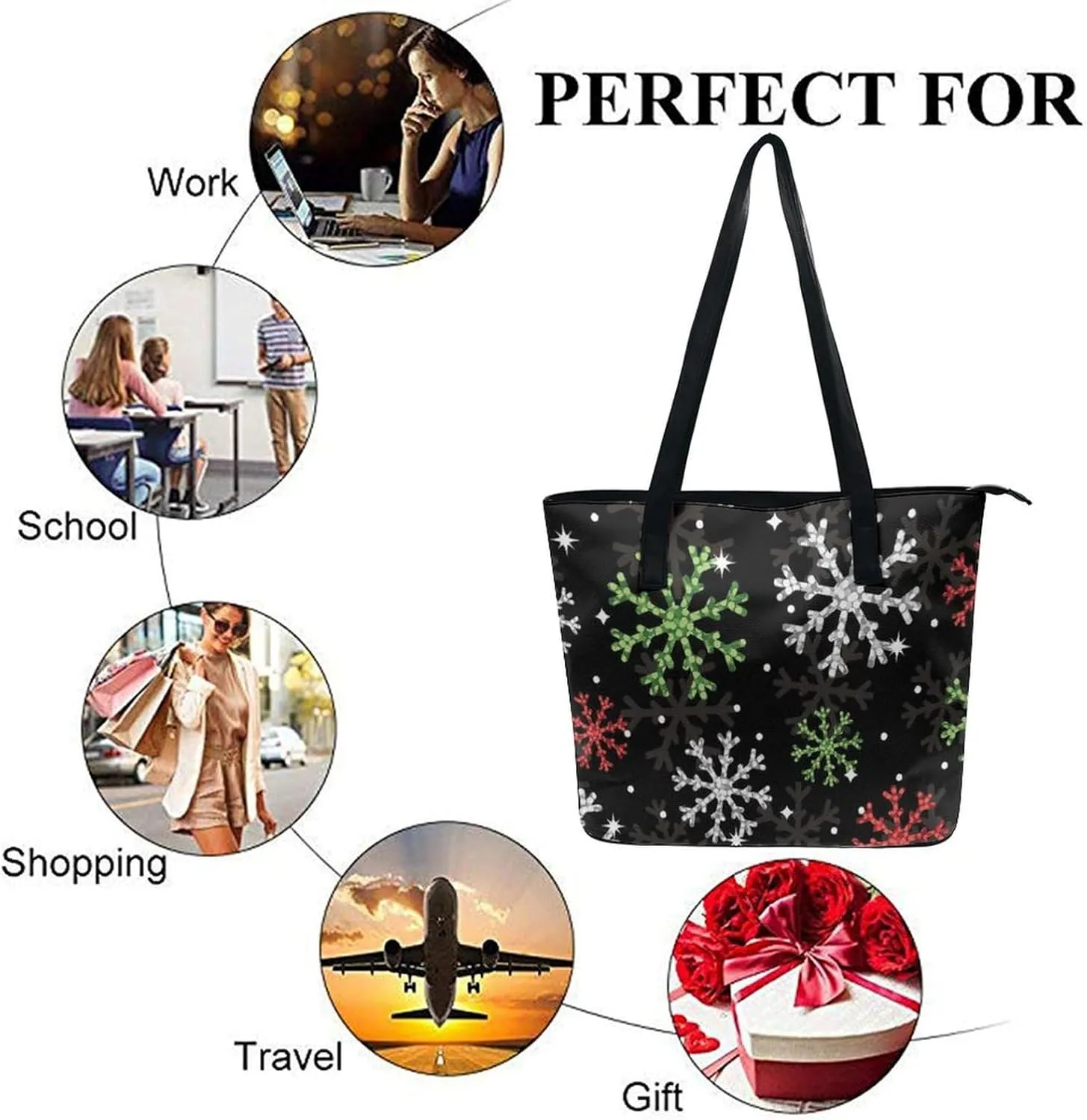 Women's Portable Tote Bag Trendy Modern Leather Handbag For Work Weekend