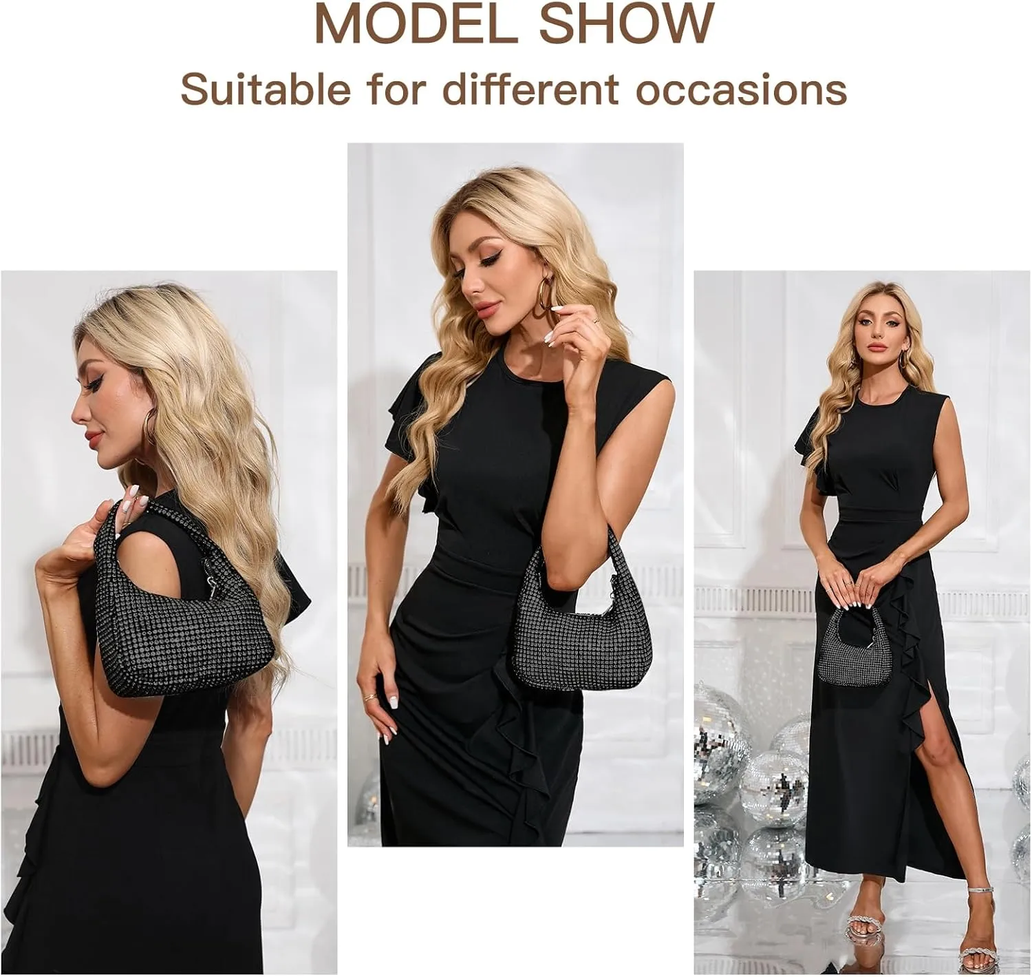 Women's Rhinestone Purses Sparkly Clutch Evening Handbag Prom Purse for Party Bridal Wedding