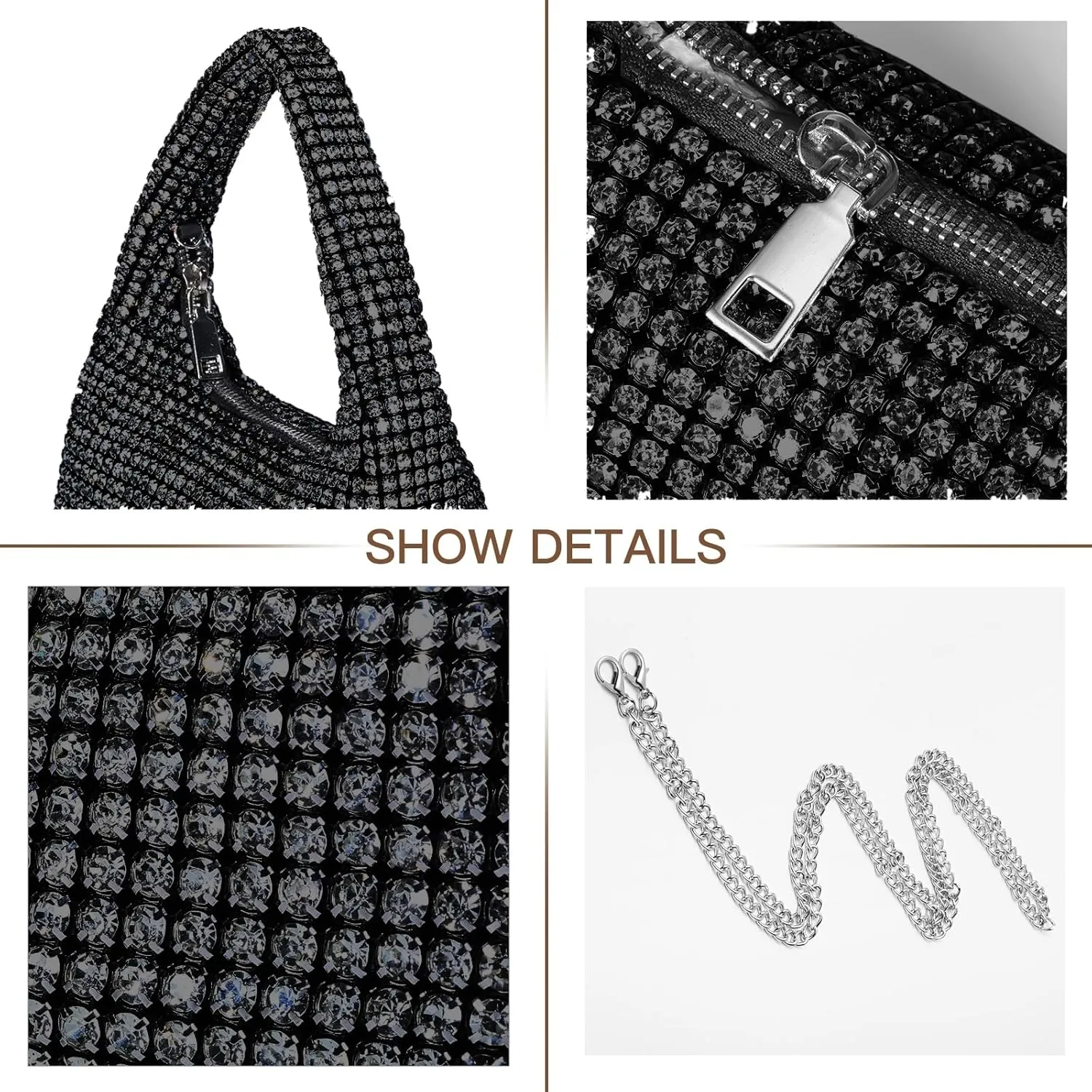 Women's Rhinestone Purses Sparkly Clutch Evening Handbag Prom Purse for Party Bridal Wedding
