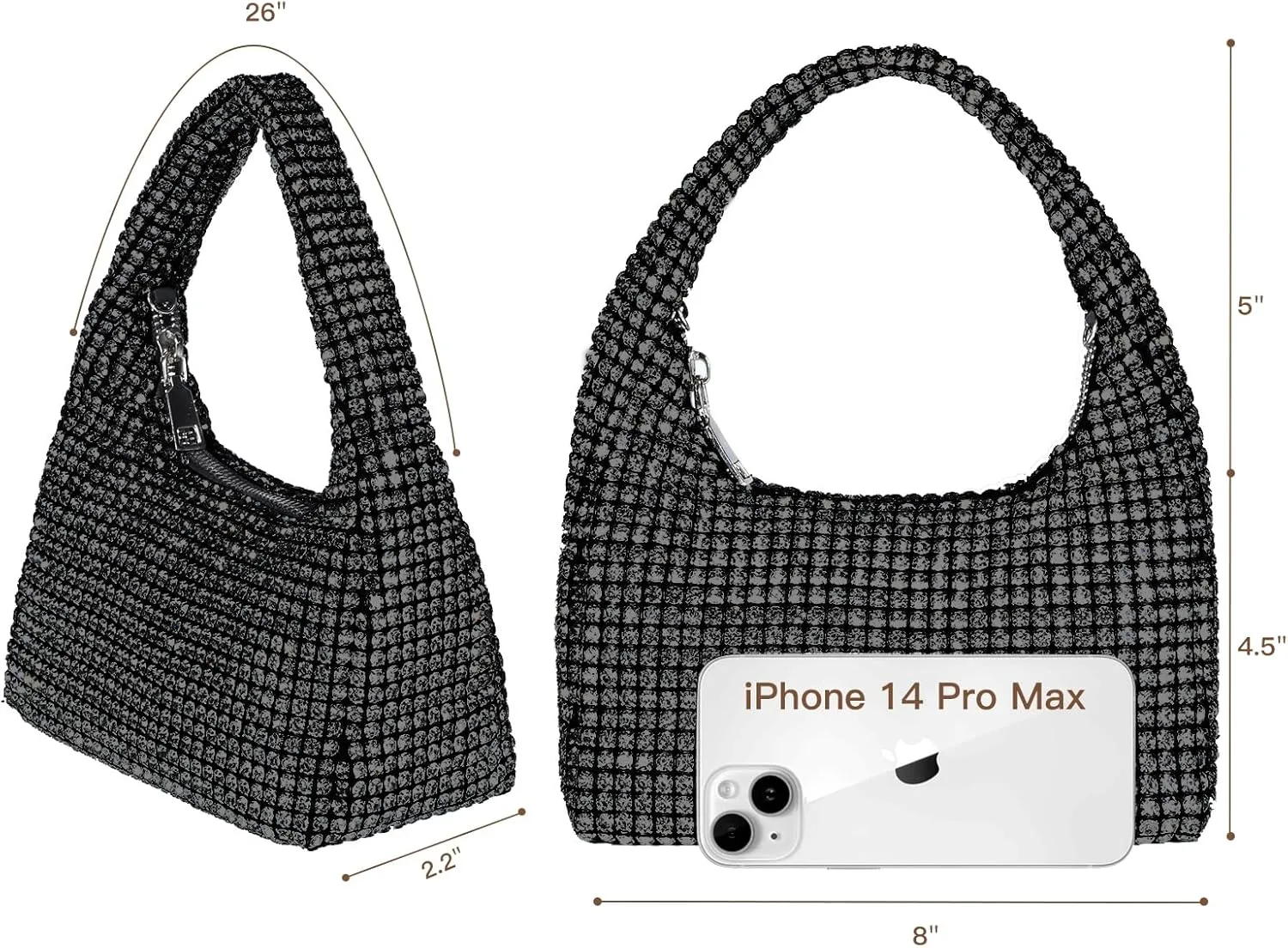 Women's Rhinestone Purses Sparkly Clutch Evening Handbag Prom Purse for Party Bridal Wedding