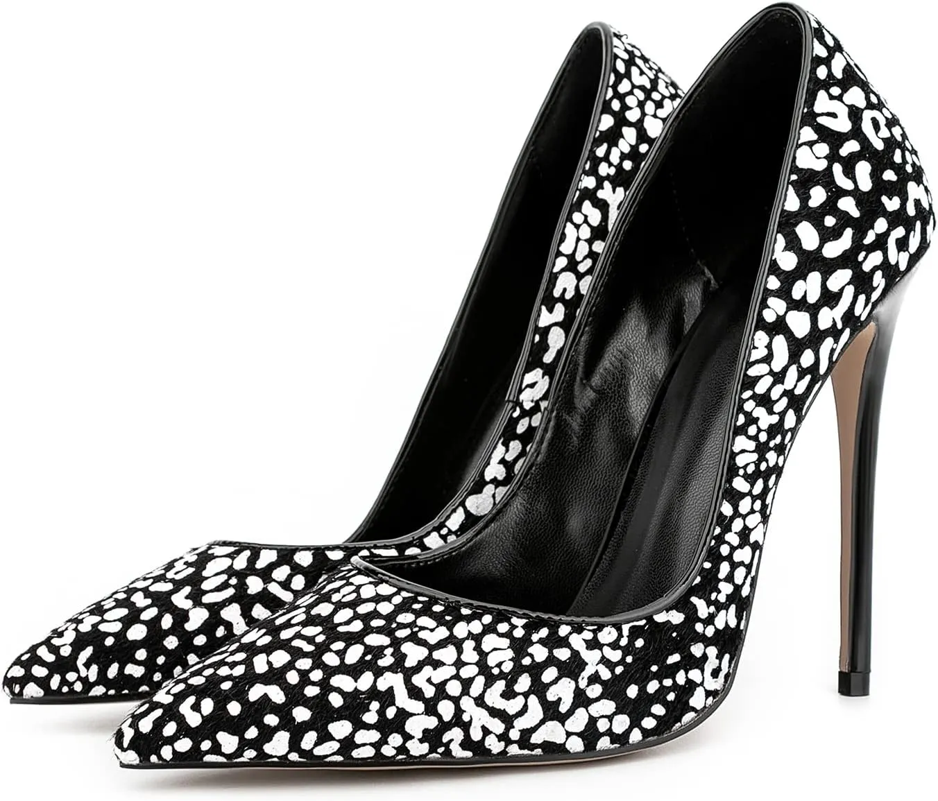 Women's Sexy Leopard Animal-Print Stiletto Pointed Closed Toe Slip On 4IN High Heel Pumps for Party Evening