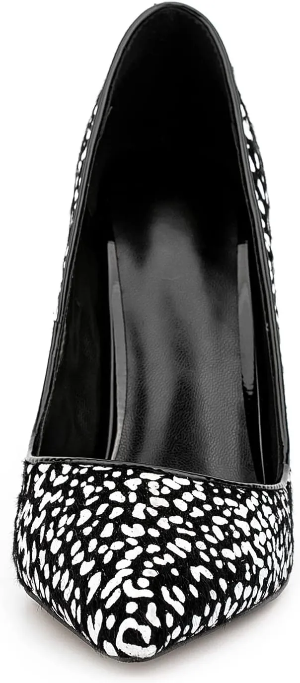 Women's Sexy Leopard Animal-Print Stiletto Pointed Closed Toe Slip On 4IN High Heel Pumps for Party Evening