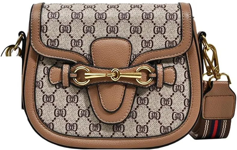 Women's Small Crossbody Bags with Golden Buckle Artificial Leather Purse Handbag in Fashionable Design