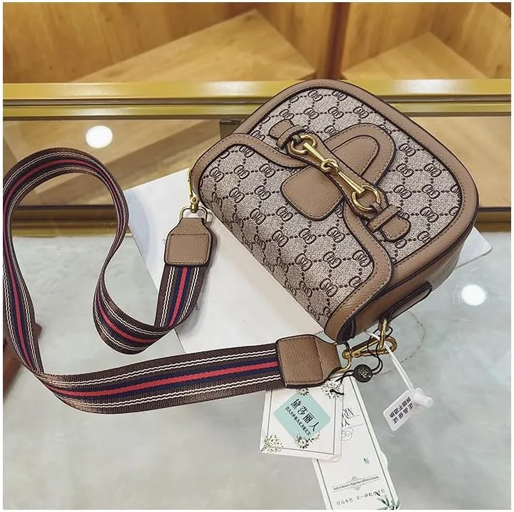 Women's Small Crossbody Bags with Golden Buckle Artificial Leather Purse Handbag in Fashionable Design
