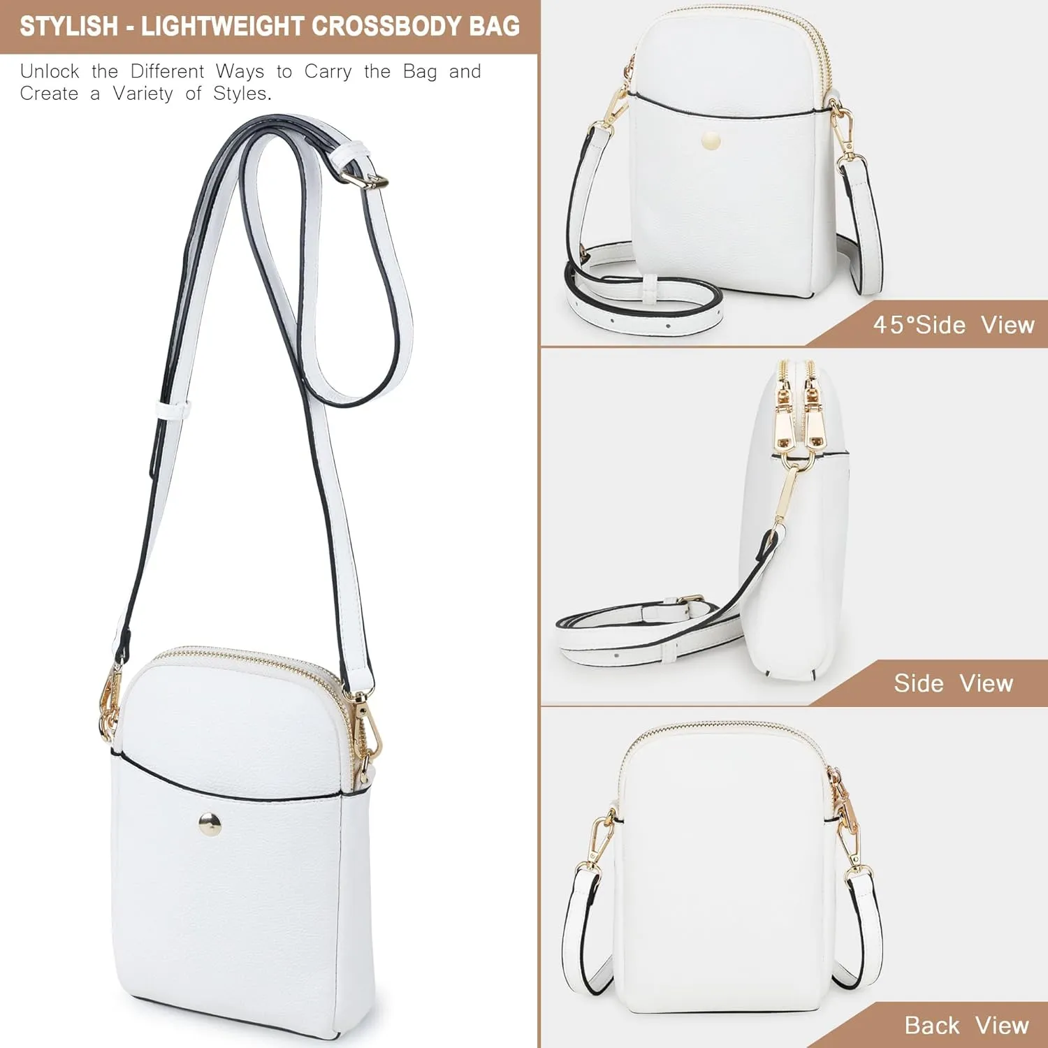 Women's Small Crossbody, Multi-Compartment Mobile Phone Wallet with Adjustable Shoulder Strap and Wallet Compartment